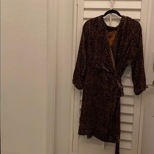 J Crew wrap velvet cheetah print dress